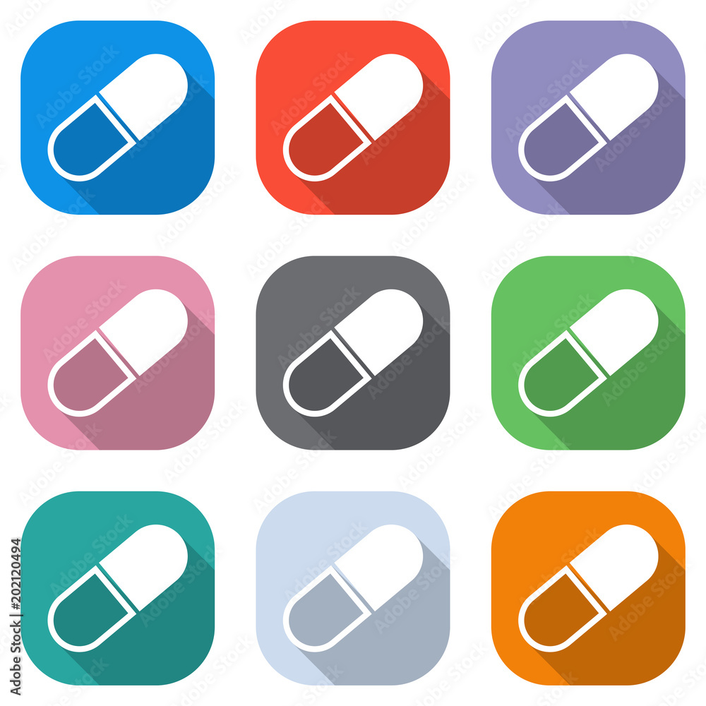 Poster tablet icon. set of white icons on colored squares for applications. seamless and pattern for poster