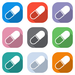 tablet icon. Set of white icons on colored squares for applications. Seamless and pattern for poster