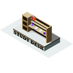 Isometric Study Desk
