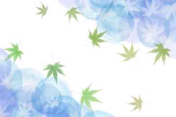 もみじ 夏 青空 水彩 背景