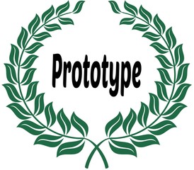 PROTOTYPE on green laurels sticker label.