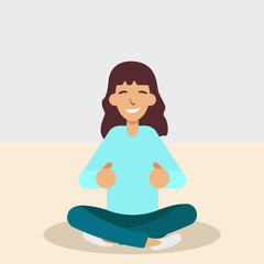 Yoga. Woman Meditating and Doing Yoga