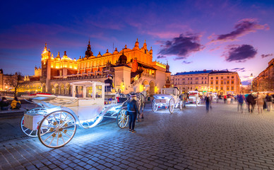 Old town market square of Krakow, Poland.