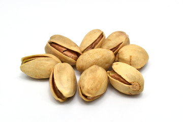 Pistachios isolated on white background