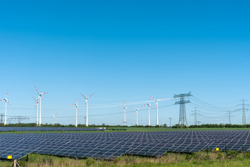 Renewable energy plants and power supply lines seen in Germany