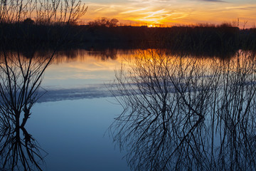 spring spill at sunset