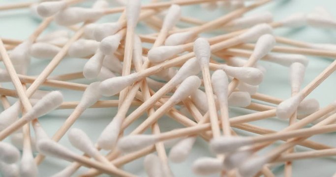 Stack of Cotton swabs in rotation