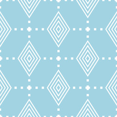 Navy blue and white geometric ornament. Seamless pattern