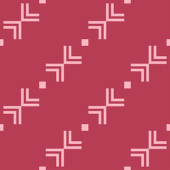 Fototapeta na wymiar Red and pale pink geometric ornament. Seamless pattern
