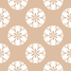 Beige and white floral seamless pattern