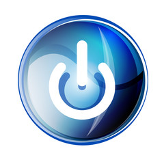 Power button blue icon, start symbol