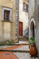 Fototapeta na wymiar Street of La Turbie village, Provence, France