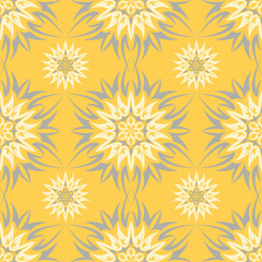 Fototapeta na wymiar Yellow floral seamless pattern. Background with flower design