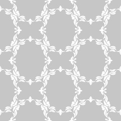 Obraz premium Gray and white floral ornament. Seamless pattern