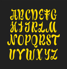 Calligraphic vector script font. Handwritten brush style modern calligraphy cursive typeface.