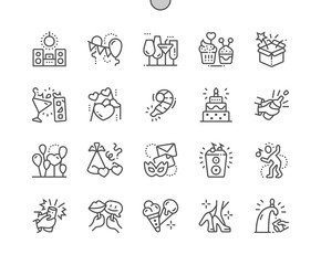 Party Well-crafted Pixel Perfect Vector Thin Line Icons 30 2x Grid for Web Graphics and Apps. Simple Minimal Pictogram