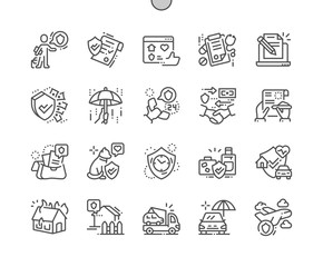 Insurance Well-crafted Pixel Perfect Vector Thin Line Icons 30 2x Grid for Web Graphics and Apps. Simple Minimal Pictogram