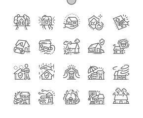 Home Insurance Well-crafted Pixel Perfect Vector Thin Line Icons 30 2x Grid for Web Graphics and Apps. Simple Minimal Pictogram