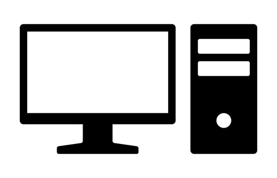 Home desktop computer personal PC flat vector icon for apps and websites