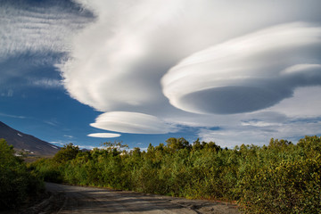 Lenticular clouds, Kamchatka.
