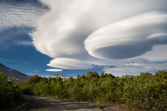 Lenticular clouds, Kamchatka.