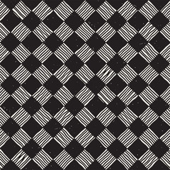 Hand drawn seamless repeating pattern with checker lines tiling. Grungy freehand background texture.