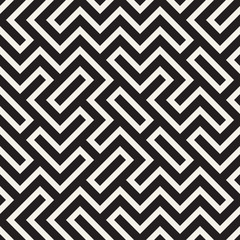 Stylish lines lattice. Ethnic monochrome texture. Abstract geometric background design. Vector seamless pattern.