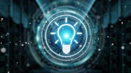 Lightbulb idea interface 3D rendering