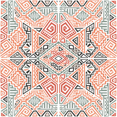 Creative Ethnic Style Square Seamless Pattern. Unique geometric vector swatch. Perfect for screen background, site backdrop, wrapping paper, wallpaper, textile and surface design. Trendy boho tile.