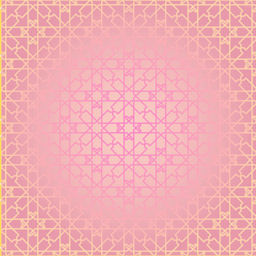 Arabesque Geometric Seamless contour pink pattern.