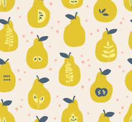 seamless pattern with pears and leaves - 202137232