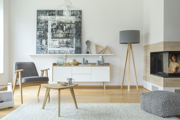 Scandi grey living room interior