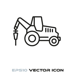 Fototapeta na wymiar Industrial tractor with drill line icon