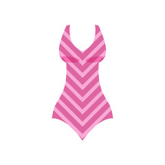 Pink striped swimsuit, womens fashion beachwear vector Illustration on a white background
