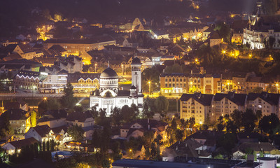Fototapeta premium Sighisoara mdieval town at night. Romania