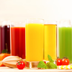 Various vegetable and fruit juice