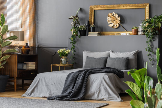 Gold and grey elegant bedroom