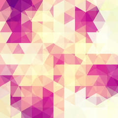 Background of pink, white geometric shapes. Abstract triangle geometrical background. Mosaic pattern. Vector EPS 10. Vector illustration