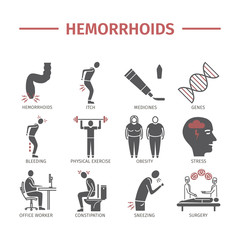 Obraz premium Hemorrhoids icon Infographics. Signs for web graphics.