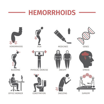 Hemorrhoids Icon Infographics. Signs For Web Graphics.