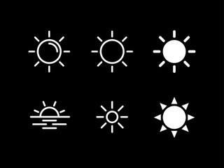 Sun icons collection. Vector illustration. Line style.