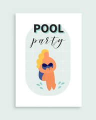 Pool party poster. Vector invitation to the beach event.
