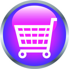 Pink Colorful Shiny round button with Shopping cart mark