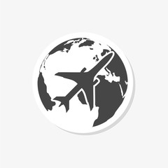 World travel sticker, Travel around the world flat design, simple vector icon