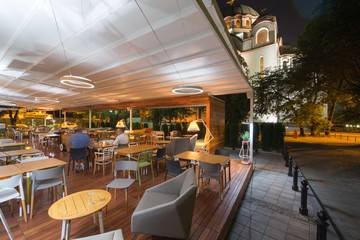 Restaurant terrace in the summer night