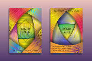 Fototapeta premium Cover templates with holographic layers. Trendy bright brochures or labels backgrounds.