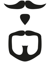 Black and white goatee silhouette set