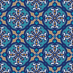 Vector seamless texture. Ornament for ceramic tile. Portuguese azulejos decorative pattern