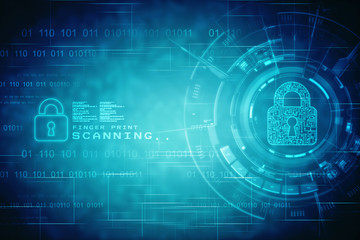 2d illustration Safety concept: Closed Padlock on digital background