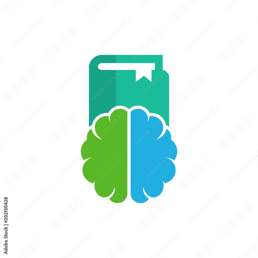 Poster book brain logo icon design